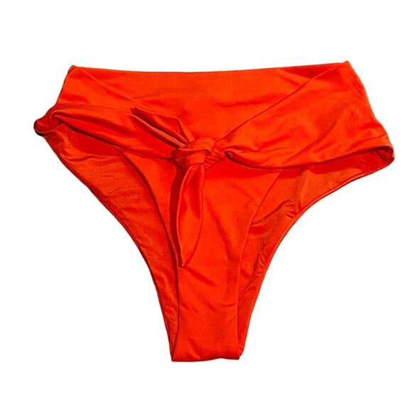 WEWOREWHAT Riviera Bikini Bottom Spicy Orange High Waist Self Tie Swim XS NWT - Picture 3 of 10